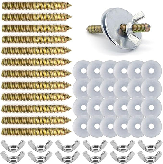 12 Sets Bird Cage Screws Bird Perch Stand Platform Accessories 24 Washers 12 Screws 12 Wing Nuts Hardware for Fixing Bird Playground Perch Food Bowls Feeder Breeding Box