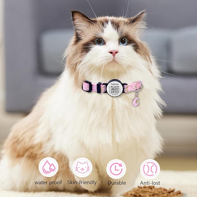 2 Pack Stars and Moon, Solid & Safe Safety Plaid Kitten Collars with QR ID Tag for Girl Boy for Cats, Pet Collar, Breakaway Cat Collar,Silent, Lightweight,Durable QR Code Pet ID Tags (Black&Blue)