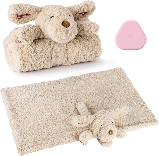 Heartbeat Toy Puppy Heartbeat Blanket for Dog Anxiety Relief, Heartbeat Stuffed Animal for Puppy Calming Aid Behavioral Aid, Comfort Cuddle Toy for Dogs Cats Pets…