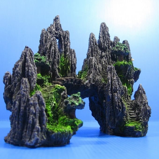 Mountain View Aquarium Ornament tree house Cave Bridge fish tank decoration