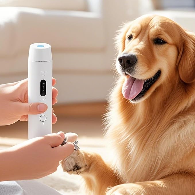 Quiet Rechargeable Pet Nail Grinder - Dog Nail Clippers and Grinder - With LED Lights and Quick Sensor, Diamond-Tip Dust Collector, Suitable for Large Dogs, Small Cats, and Rabbits (Light Green)