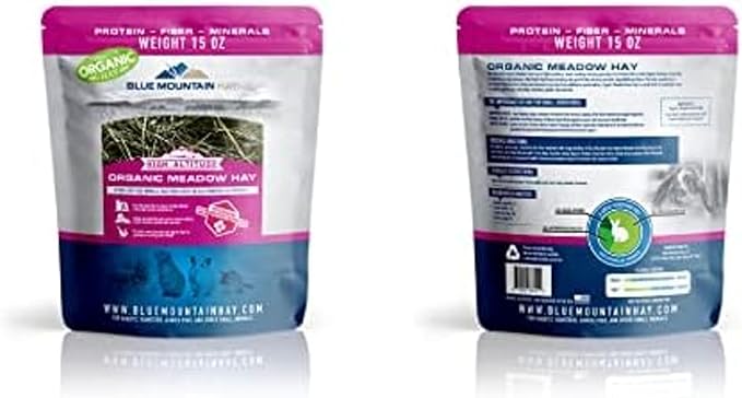 Blue Mountain Hay | Fresh Organic Meadow Hay (15 Ounce) | Mimics Natural Forage | High-Altitude Hay Pet Food for Rabbits, Guinea Pigs, Chinchillas, Hamsters, and Other Small Pets