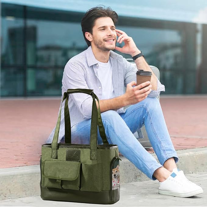 Dog Carrier, Cat Carrier, Pet Carrier, Foldable Waterproof Premium Oxford Cloth Dog Purse, Portable Bag Carrier for Small to Medium Cat and Small Dog（Green）