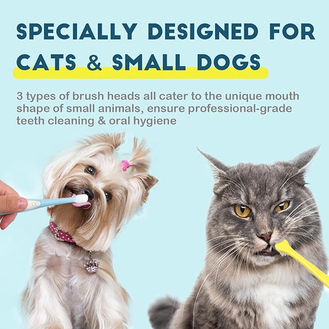 Dog Toothbrush Small Breed Cat Toothbrushes, Puppy Tooth Brushing Kit, Tiny Dog Tooth Brush, Micro Head Deep Teeth Cleaning Brushes for Mini Pet Doggie Kitten, Soft Bristles, 5 PCS