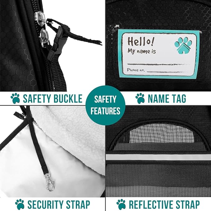 PetAmi Airline Approved Pet Carrier for Cat, Soft Sided Dog Carrier for Small Dogs, Cat Travel Supplies Accessories for Indoor Cats, Ventilated Pet Carrying Bag Medium Large Kitten Puppy, Large Black