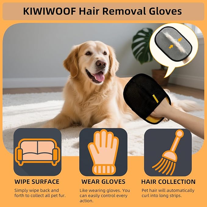 2Pcs Electrostatic Pet Hair Removal Gloves for Cats & Dogs,2025 New Upgraded Reusable Quick De-Shedding Grooming Gloves,Animal Fur Remover Tool for Couch,Carpet,Furniture, Car Seat,Clothing,Curtain