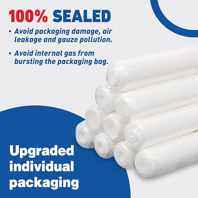 AZEN 12 Pack Gauze Rolls Bandages, 4 in x 4.1 Yards, Premium Medical Supplies & First Aid Supplies, Bandage Wrap Vet Wrap, Mummy Wraps