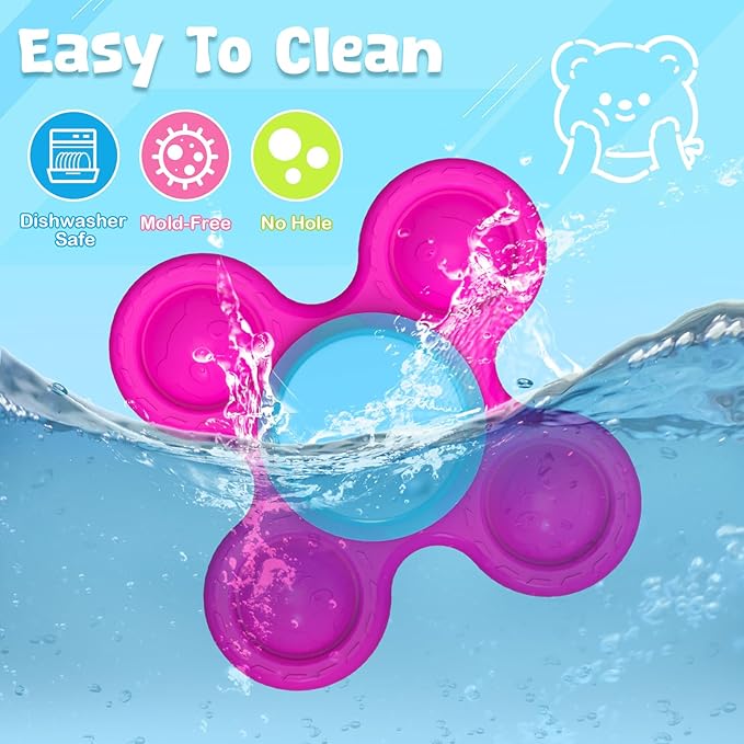Spinner Toys for Babies, 3PCS | Suction Cup Spinner Toy for 1 2 Year Old Boys Girls | Suction Spinners Baby | Baby Toys 12-18 Months | Sensory Toy for Toddlers 1-3 (Cute Animals)