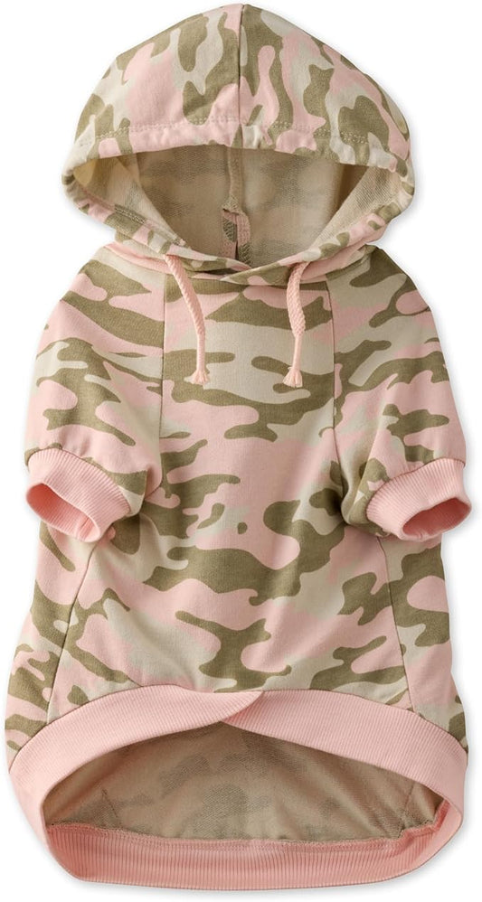 Rocky – The Orginal Lightweight Hooded TEE 100% Organic Cotton Dog Hoodie Pet Coat Sweater for Small, Medium, Large Dogs, Pink Camo, Medium