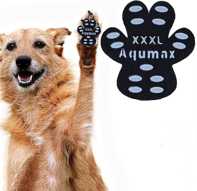 Dog Paw Protector Gripper Traction Pads,Dog Paw Covers,Foot Stickers in Summer Hot/Winter Cold Pavement,Dog Shoes Booties Socks Replacement,12 Sets (48 pcs) XXXL Black