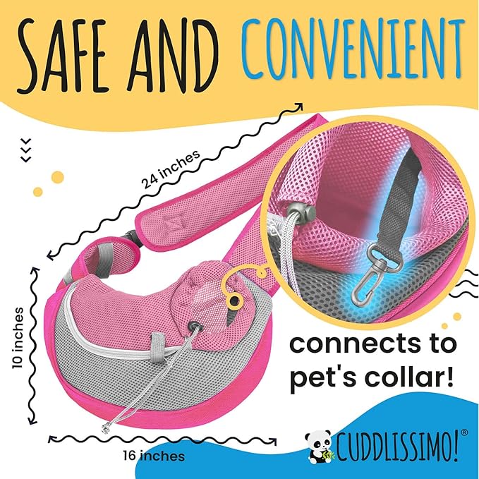 Pet Sling Carrier - Soft Front-Chest Carrying Bag for Small Pets (Ideal for Dogs, Puppies & Cats 6–10 lbs) - Carefully Sized for Yorkshire Terrier, Maltese, Toy Poodle, Papillon -(Pink-L)