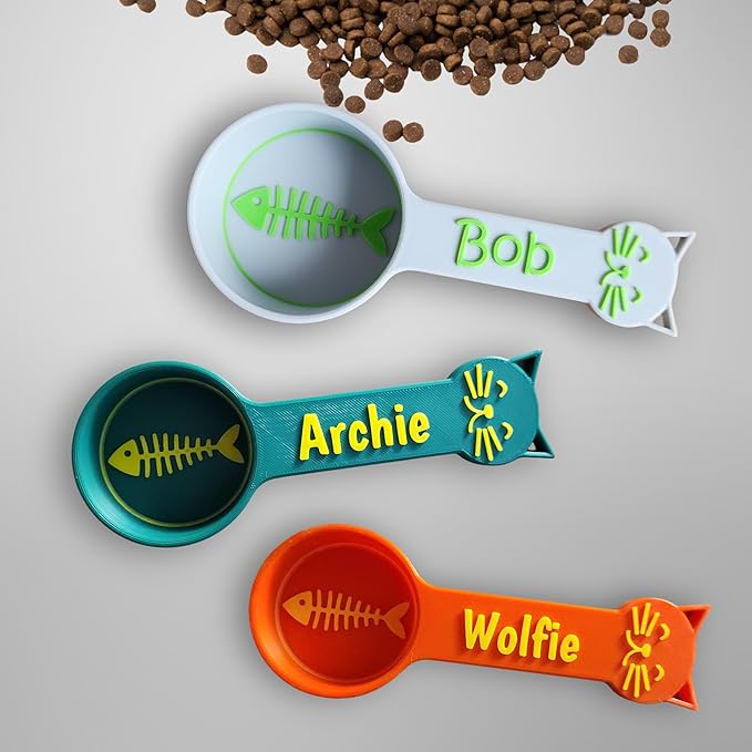 Personalized Cat Food Scoop, Cat Food Measuring Cup with Name, Kibble Scoop (2.67 oz - 1/3 cup)