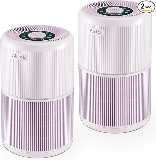 2 Pack Air Purifier for Home Bedroom with H13 True HEPA Filter for Smoke, Smokers, Dust, Odors, Pollen, Pet Dander | Quiet 99.9% Removal to 0.1 Microns | Purple Available for California
