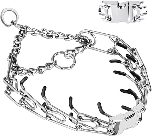Dog No Pull Collar, Adjustable Size with Quick Release Buckle Dog Collar for Small Medium Large Dogs (with Extra Link and Caps)