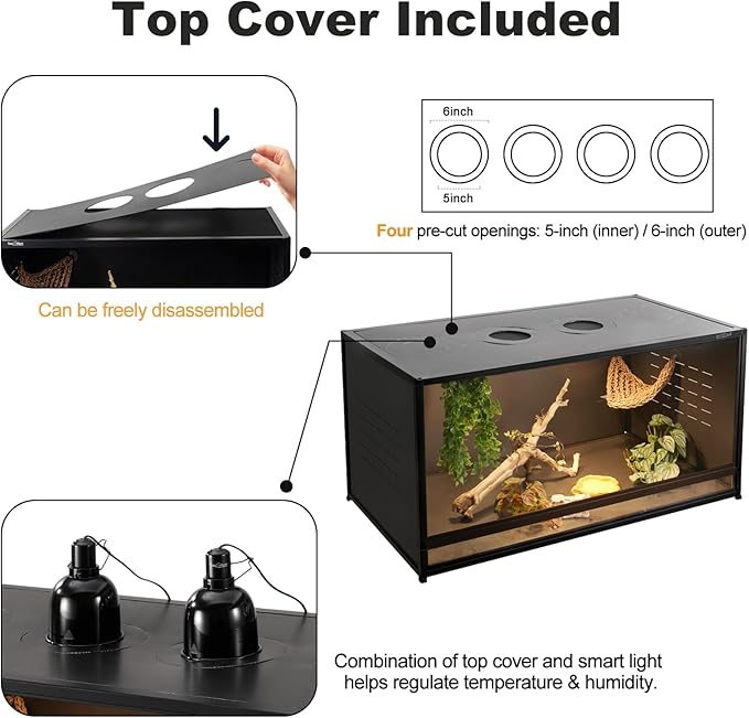 Stackable Reptile Terrarium 44 Gallon 40"x16"x16" for Bearded Dragon Lizard Snake Space Efficient Large Cage Reptiles Enclosure Wide Breeding Lounge Vivarium Area with Glass Sliding Doors