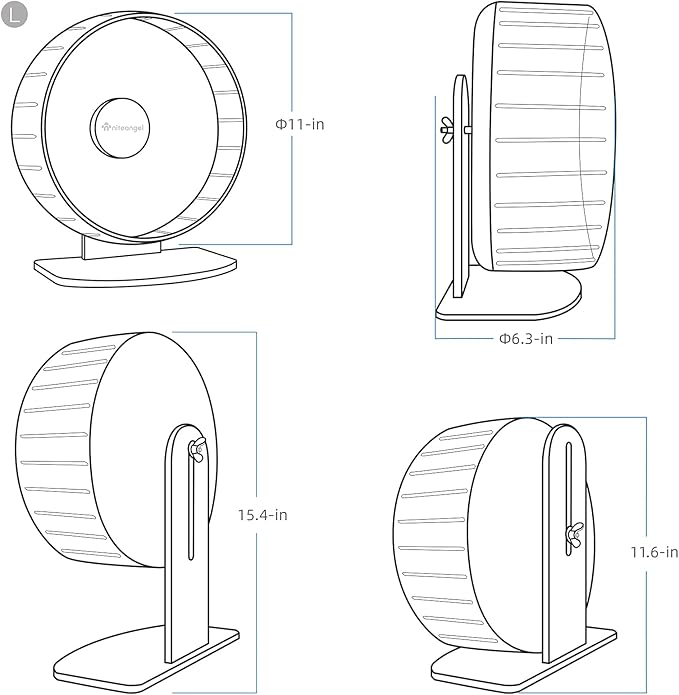 Niteangel Super-Silent Hamster Exercise Wheels: - Quiet Spinner Hamster Running Wheels with Adjustable Stand for Hamsters Gerbils Mice Or Other Small Animals (L, Pink)