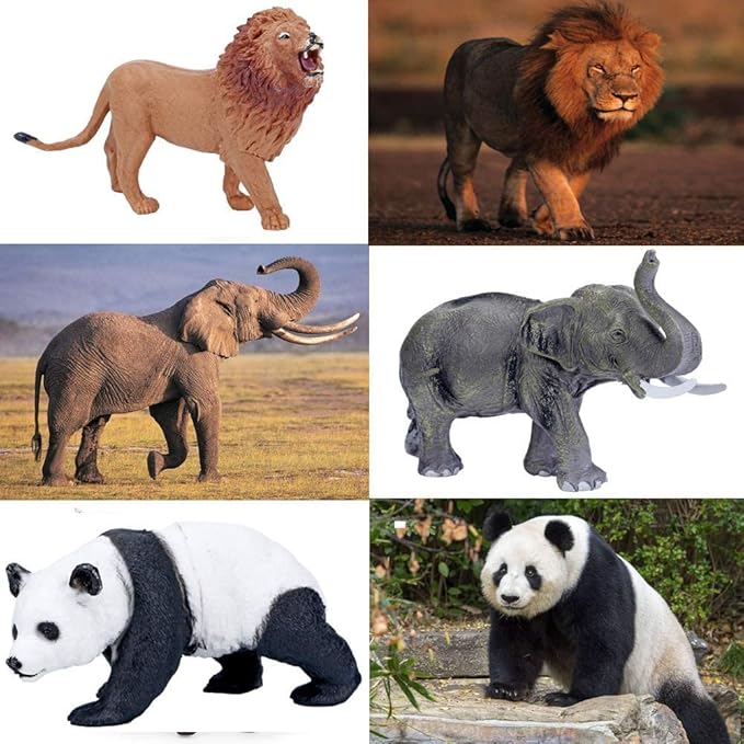 BOLZRA Safari Animals Figures Toys, Realistic Jumbo Wild Zoo Animal Figurines Plastic African Jungle Animals Playset for Kids Toddlers, 14 Piece Gift Set