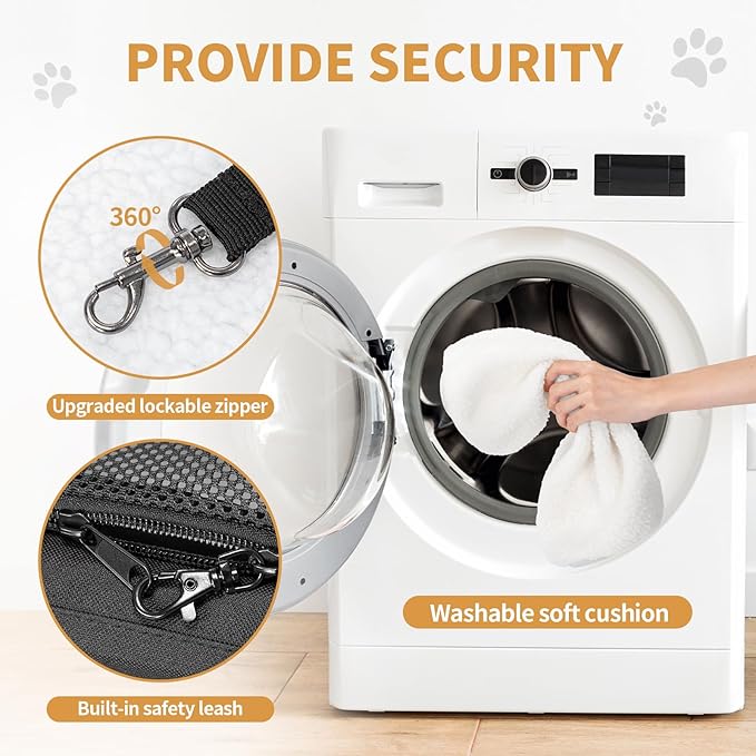 ‌Petsfit Airline Approved Pet Carrier for Small Dogs & Cats, 19x9x12 TSA Approved Carrier, with Removable Dual-Sided Padding (2-Way Placement) - Fits Under Most Airplane Seats, Escape Proof (Black)