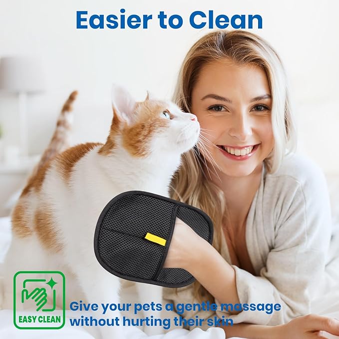 2Pcs Pet Hair Removal Glove, Electrostatic Gloves Pet Hair, Reusable Cat Hair Remover Glove, Upgraded Hair Removal Tool