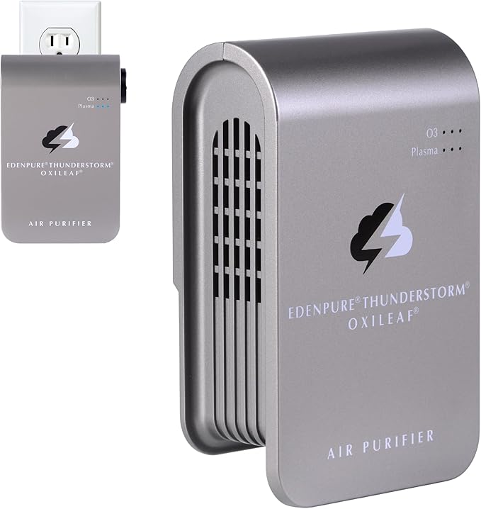 EdenPURE Thunderstorm III Air Purifier – Small Plug-In Ozone Generator & Ionizer – Eliminates Odors, Pet Smells, Smoke, Mold – Filter-Free Portable Cleaner for Home, Travel, Car, Office Use