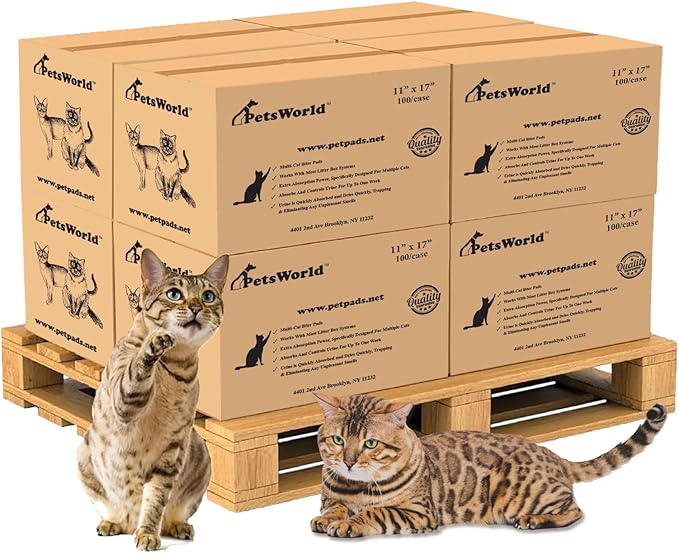 PETSWORLD Multi Cat Pad Refills for Cats Breeze Litter System, Ultra-Absorbent, Quick Dry - (800 Count, Unscented)