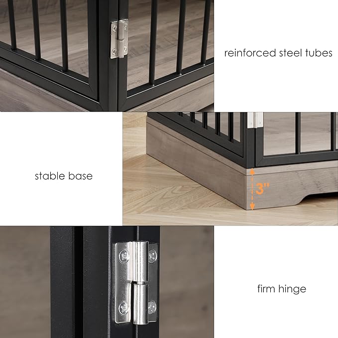 Dog Crate Furniture Kennel with Double Doors Wooden Pet House with 2 Drawers and Storage Cabinet, Indoor Dog Cage Farmhouse Modern Side End Table for Small Medium Dogs, Rustic