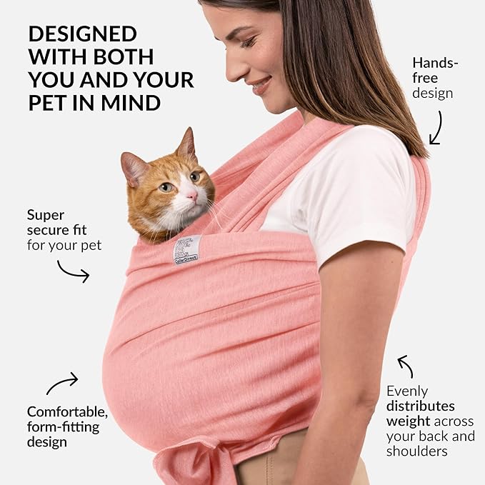 Dog Sling Carrier for Small Dogs - Anti-Anxiety Cat Sling, Puppy Pouch - Pet Sling in Gray Black Blue Green Pink Yellow (Pink, Standard)