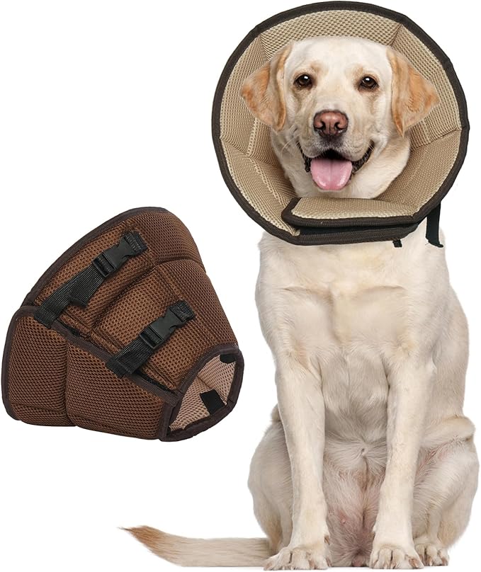Dog Cone for Large Dogs After Surgery, Soft Dog Cone Collar for Dogs to Stop Licking, Adjustable Comfy E-Collar Alternative Lightweight Post-Surgery Recovery Elizabethan Collar for Pet