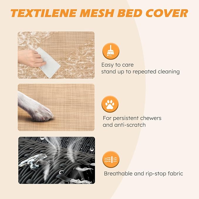 Heeyoo Elevated Dog Bed, Cooling Raised Pet Cot with Chew Proof Washable Breathable Mesh and Metal Frame, Portable Dog Cot Bed with No-Slip Feet for Outdoor or Indoor Use