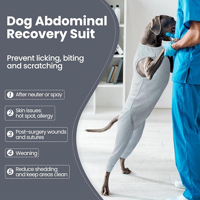 Nanaki Dog Wound Care Shirt, Dog Leg Sleeve To Stop Licking Rear Leg And Abdomen, Doggy Surgery Suit Female Spay,Doggy Onesie For Surgery Female Male, Pet Surgical Recovery Suit Pet Wound Heal Clothes