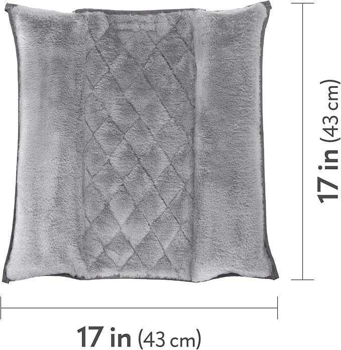 Paw Inspired Snuggle Bunny Bolster Bed for Rabbits, Cats, Dogs and Other Small Pets | Reversible Ultra-Soft Fleece Flop Bedding with Padded Sides (Gray/Faux Fur)