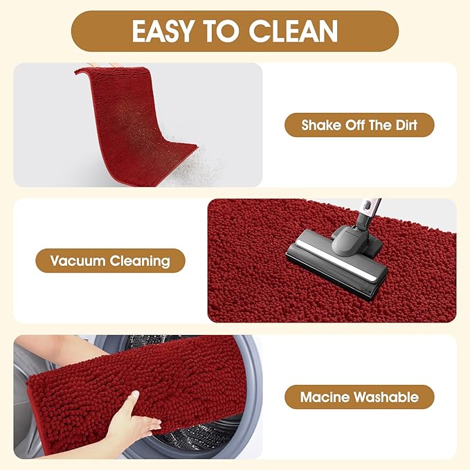 IM HOME Extra Large 71" x 25" Red Dog Door Mats for Muddy Paws, Chenille Absorbent Dog Mat, Non Slip Heavy Mud Mat for Dogs, Soft Pet Bed Mat for Entryway, Mud Paws, Inside Floor