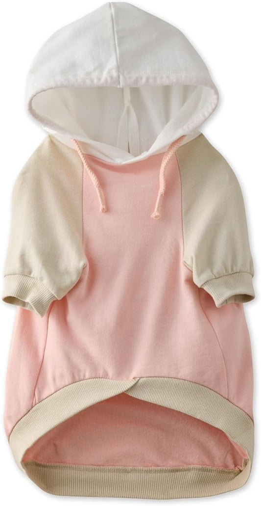 Rocky – The Orginal Lightweight Hooded TEE 100% Organic Cotton Dog Hoodie Pet Coat Sweater for Small, Medium, Large Dogs, Pink Color Block, X-Large