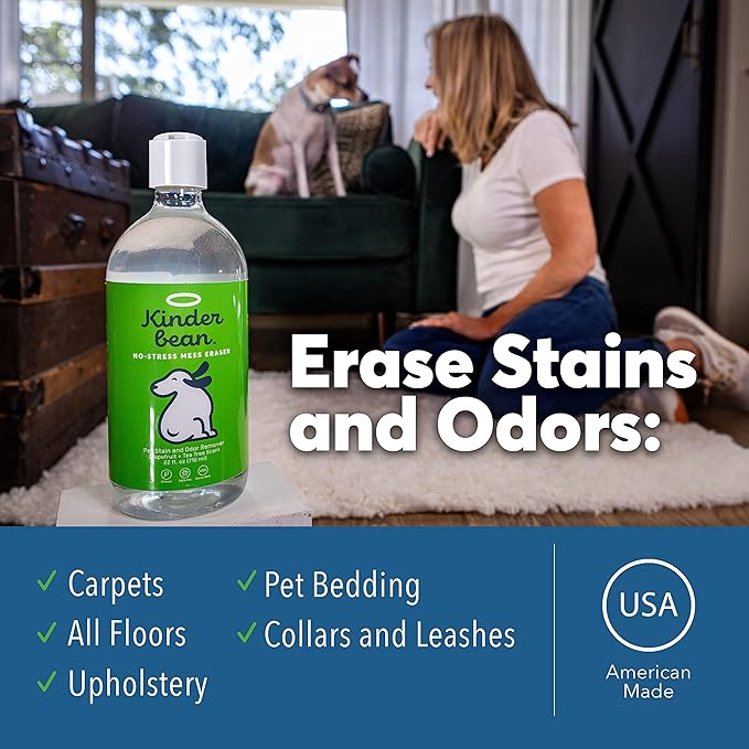 Dog & Cat Urine Stain and Odor Eliminator for Carpet, Upholstery, Hard Floors - 2-Pack 32 oz., Grapefruit & Thyme Scent, Enzyme Bio-Active Formula with Squeeze and Spray Top
