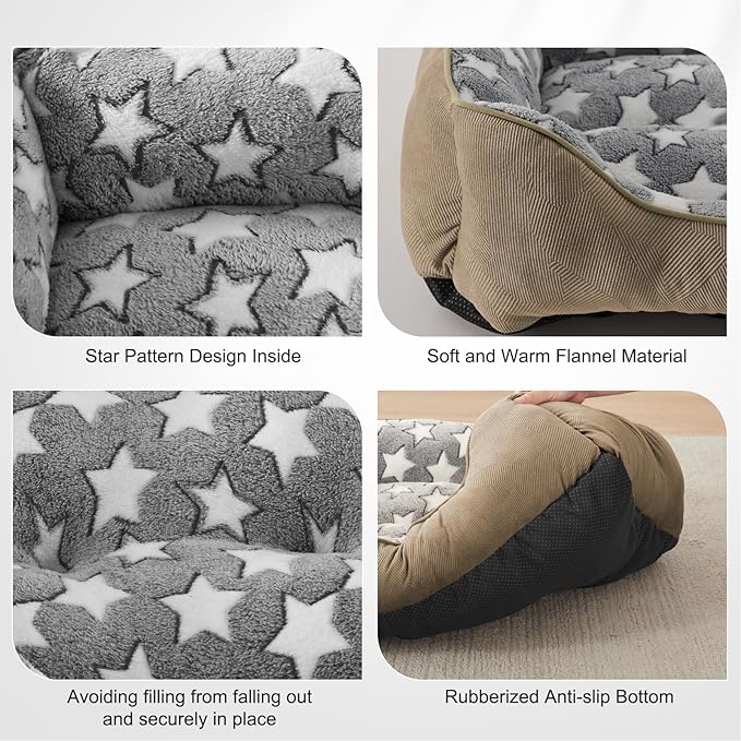 SIWA MARY Orthopedic Dog Bed Medium Size, Washable Waterproof Sofa With Non-Slip Bottom, Comfort for Medium Dogs, M(30"x24"x9") Brown
