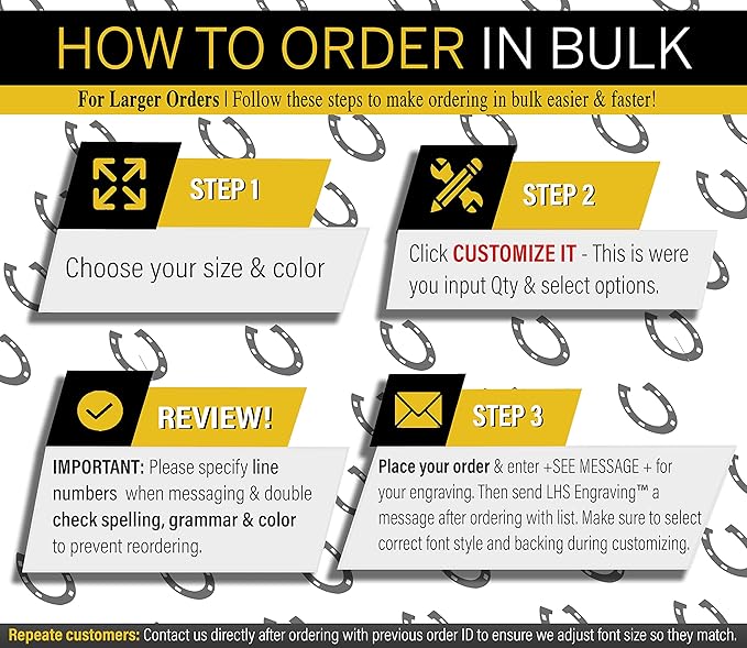 Horse Stall Name Plate, 2x6 Personalized Stall Signs, UV Protected, All Weather Adhesive, Hanging, Mounting or Other, Orange Plastic with Black Letters - Made in USA - B11