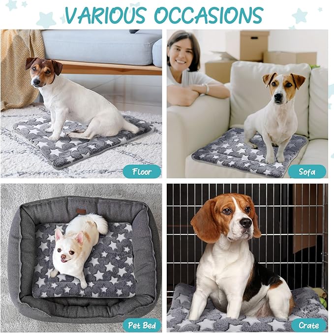 VitalCozy 2 Pack Self Warming Cat Mat Self Heating Pad Bed Reversible Machine Washable Reflects Body Heat Warm Thermal Pet Pad Crate Blanket for Feral and Indoor Cat(Star,20'' X 30'')