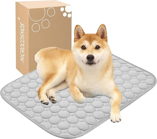MICROCOSMOS Summer Cooling Mat & Sleeping Pad- Water Absorption Top, Materials Safe, Easy Carry, EZ Clean. Keep Cooling for Pets, Kids and Adults.(Grey, 24" x18")