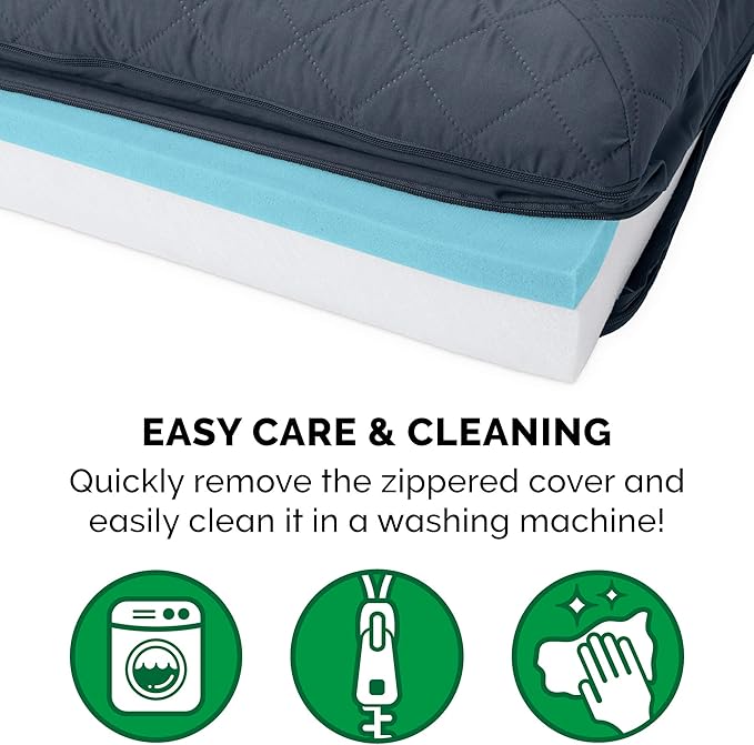 Furhaven Cooling Gel Dog Bed for Large Dogs w/ Removable Bolsters & Washable Cover, For Dogs Up to 125 lbs - Quilted Sofa - Iron Gray, Jumbo Plus/XXL