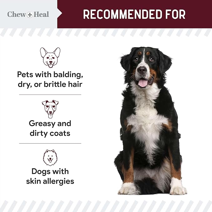 Salmon Oil for Dogs - Soft Chew Omega Treats for Skin and Coat - Fish Oil Blend of Essential Fatty Acids, Omega 3 and 6, Vitamins, Antioxidants and Minerals - Made in USA (180 Chews, Lamb)