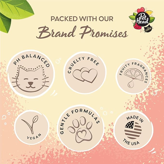 Pet Head Felin' Good Cat Shampoo | Fruity Scent | Shampoo for Smelly Cats | Nourishing & Deodorizing | Vegan | Lick-Safe | Gentle Formula for Kittens | Made in USA | 10.1 fl. oz.