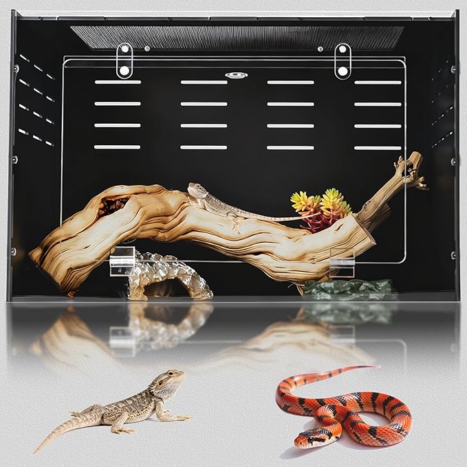 25 Gallon Reptile Tank 24"x16"x16" – PVC Reptile Enclosure Terrarium for Leopard Gecko, Ball Python, Bearded Dragon, and Snake Habitat Setup