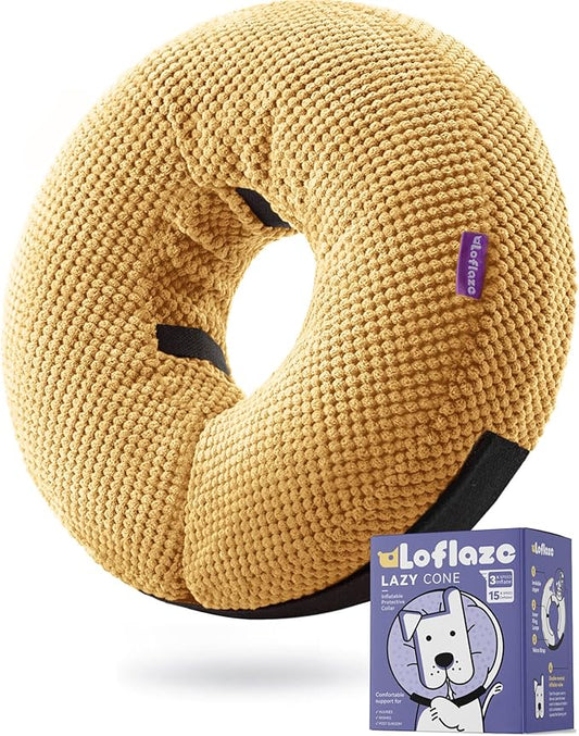 Inflatable Dog Cone Collar - Dog Neck Donut Cone Collar Alternative After Surgery - Soft Cone for Large Medium Small Dogs Cats - Alternative Recovery E Collar (Yello, XXL)
