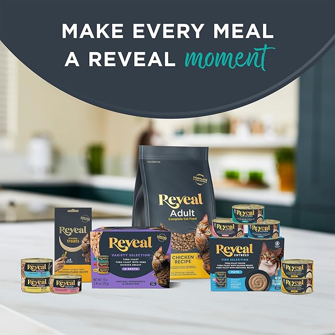 Reveal Natural Cat Treats, 6 Count Single Ingredient Treat for Cats, Grain Free, Whole Salmon Loin, 1.06 oz Bags