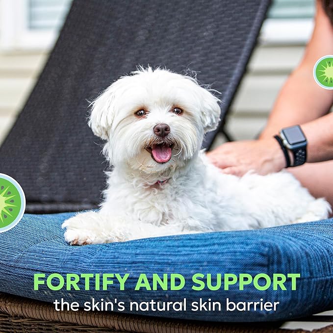 Nutramax Dermaquin Skin Support Supplement for Small to Medium Dogs and Cats, Supports Healthy Response to Allergens, with Hardy Kiwi, Omega-3s, and More, Tasty Soft Chews, 60 Count