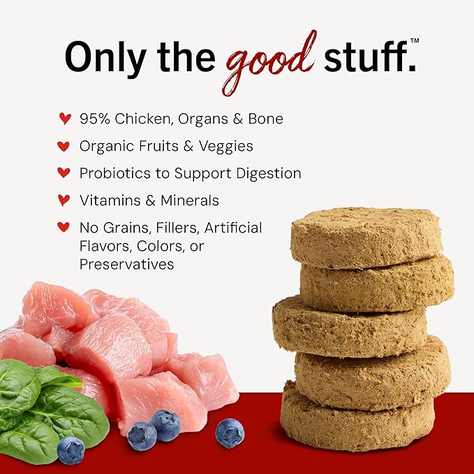 Stella & Chewy's Freeze-Dried Raw Dinner Patties - Chicken Recipe - High Protein Grain-Free Puppy & Dog Food - Perfect For Picky Eaters - 14 oz