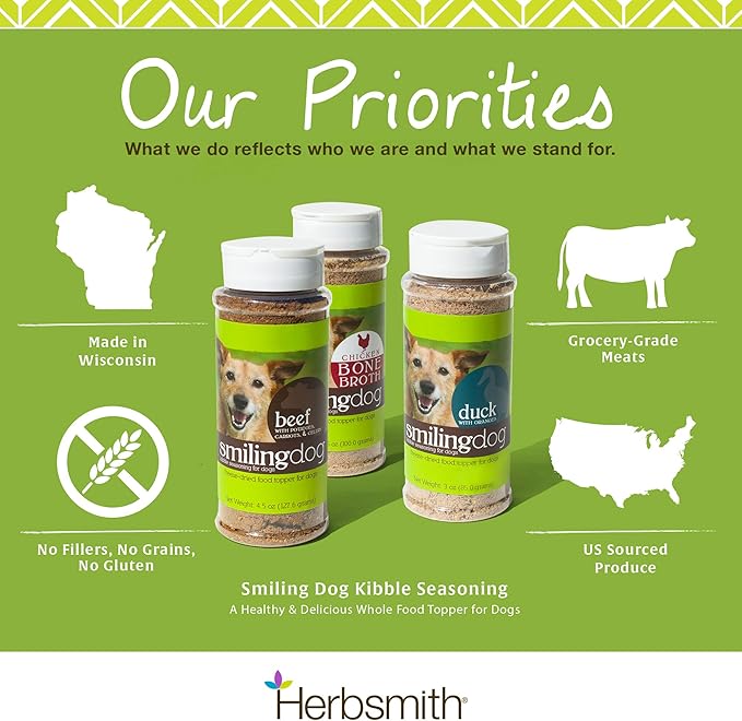 Herbsmith Kibble Seasoning – Freeze Dried Chicken - Dog Food Topper for Picky Eaters - 3 oz