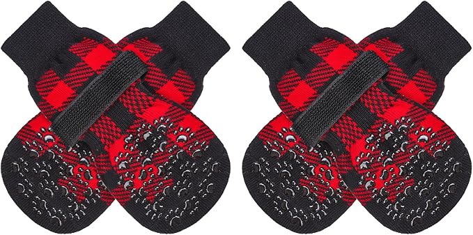 EXPAWLORER Anti-Slip Dog Socks-Double Sides Grips Traction Control on Hardwood Floor,Dog Shoes for Hot/Cold Pavement,Best Paw Protector,Prevents Licking,for Puppy Small Medium Large Senior Dogs