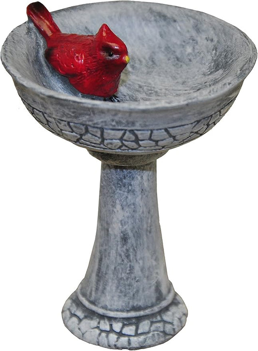 G & F Products MiniGardenn Cardinal Birdbath Pick, 2.25" Polyresin Miniature with Metal Stake, Outdoor Mini Kit Decoration, Fairy Ornament Accessory for Planters, Terrariums, Mini Scenes & More