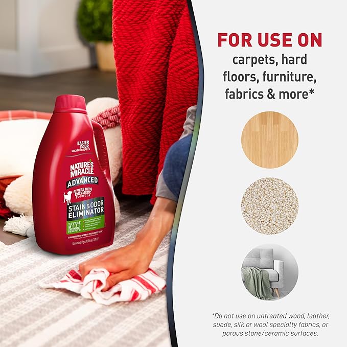 Nature’s Miracle Advanced Stain And Odor Eliminator for Dogs, Fresh Scent, Severe Mess Enzymatic Formula For Tough Pet Messes, 1 Gallon